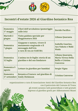 Incontri d’estate 2026 al Giardino botanico Rea